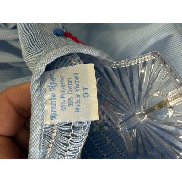 Remember Nguyen Smocked Snowman 3T Embroidered Blue Christmas W/ Ruffle Pants - Picture 5 of 5